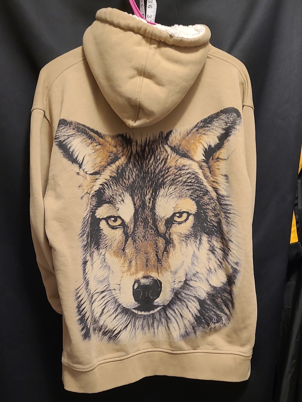 The Bradford Exchange Tan Men's Wolf Graphic Zip-Up Sweater